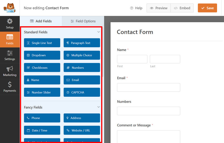 wpforms form fields