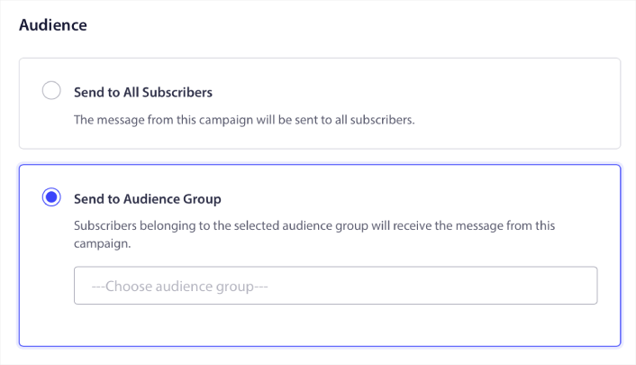 Seleccione un grupo de audiencia para recibir notificaciones push RSS