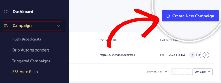 새로운 RSS 자동 푸시 캠페인