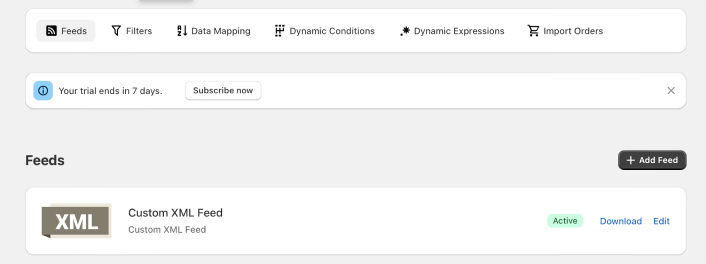 ฟีด XML สำหรับ Shopify