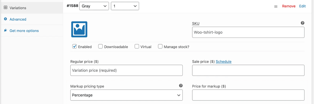 Establezca el precio de margen para diferentes variaciones de productos en su tienda WooCommerce.