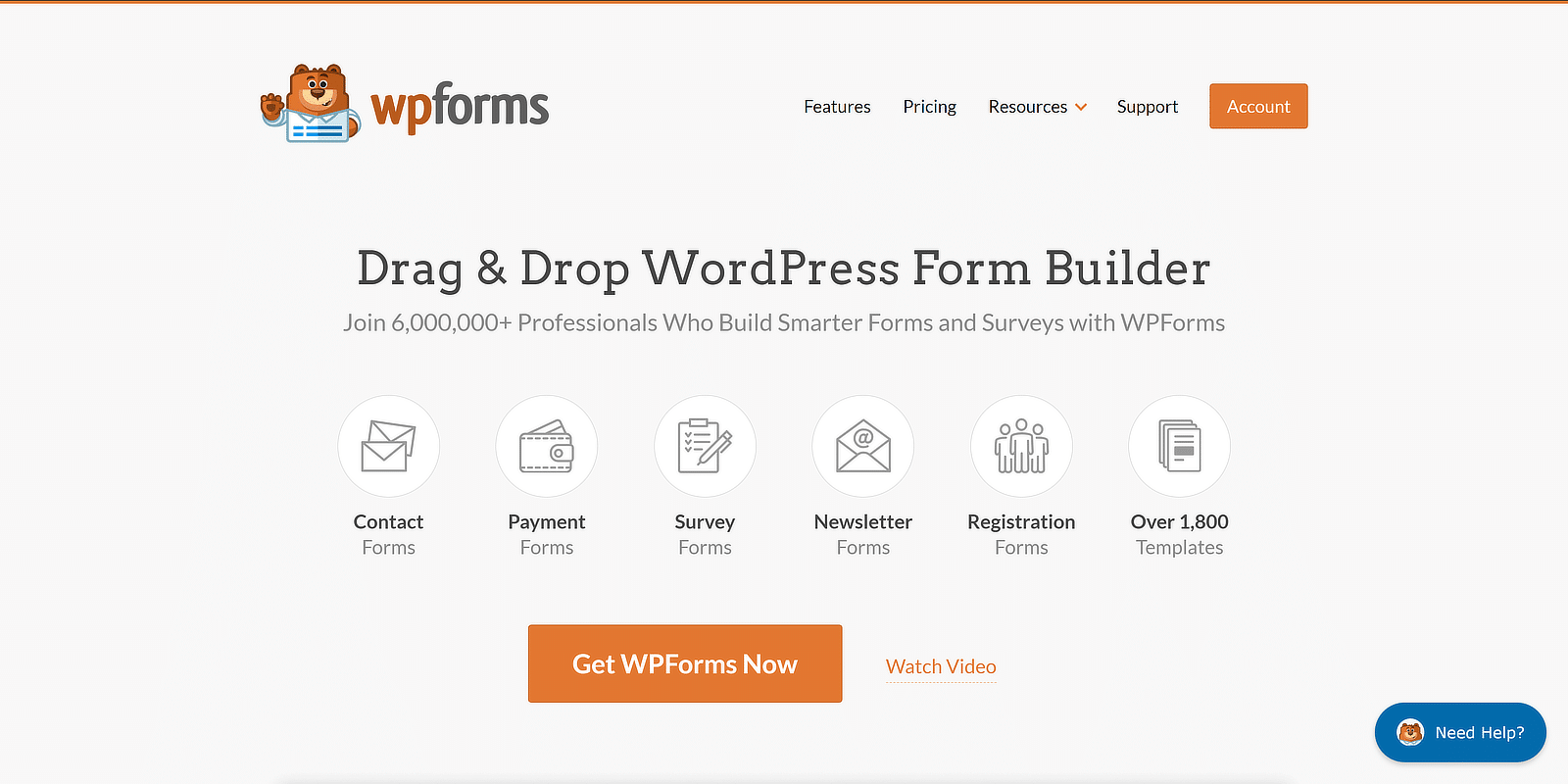 the wpforms homepage