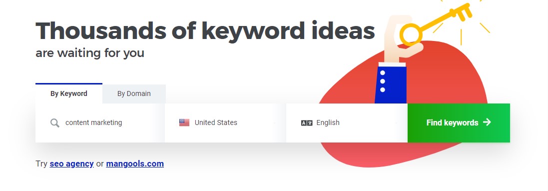 KWFinder Keyword-Recherche für „Content Marketing“