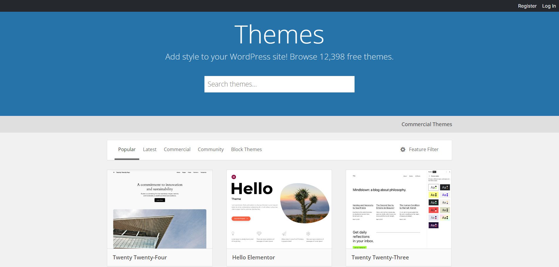 Référentiel de thèmes WordPress