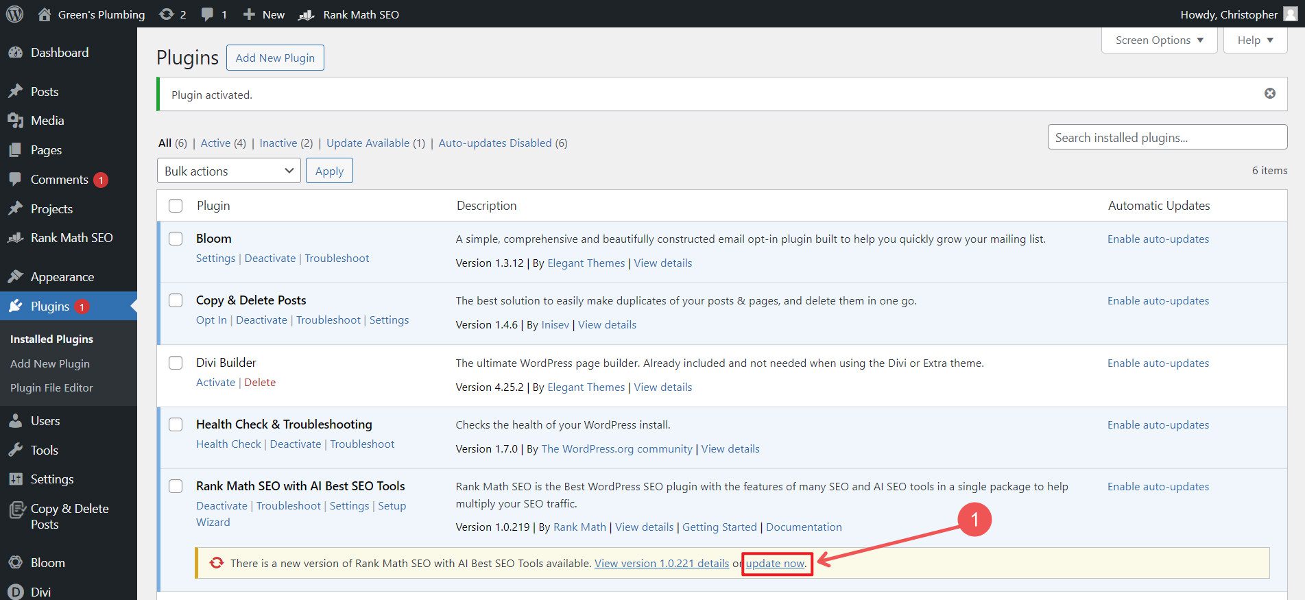 Atualizar manualmente os plug-ins do WordPress