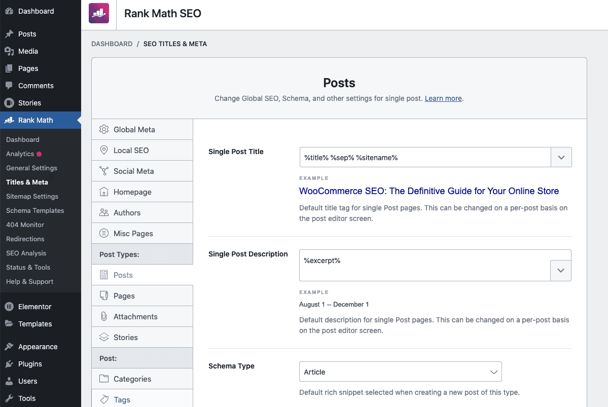 Classifique a configuração do esquema global do Math por tipo de postagem