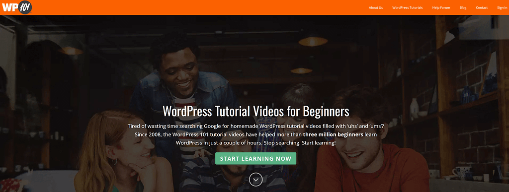 WP101 WordPress eğitim videoları ana sayfası