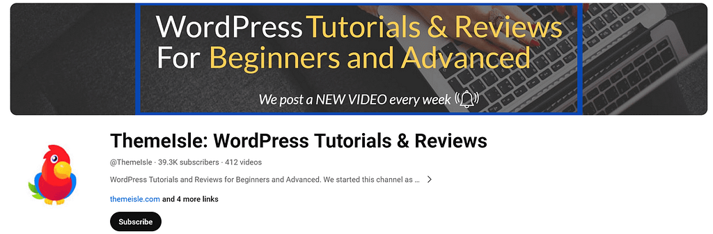 Kanał filmów szkoleniowych ThemeIsle WordPress