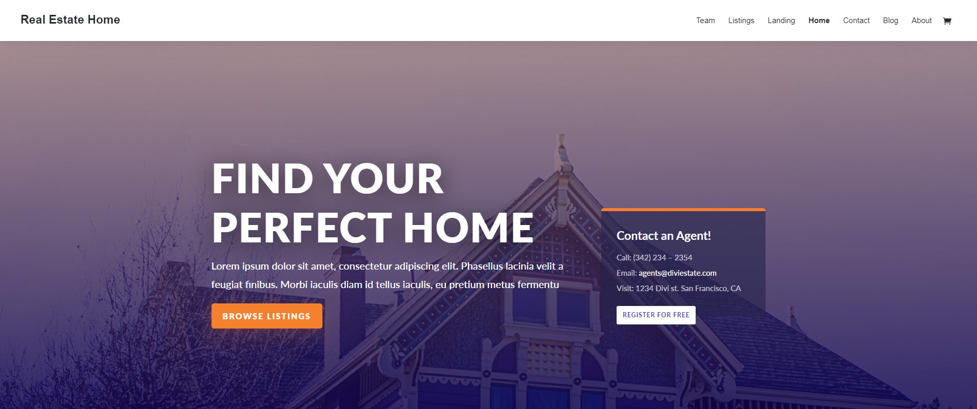 Divi Real Estate Layout Pack – Homepage