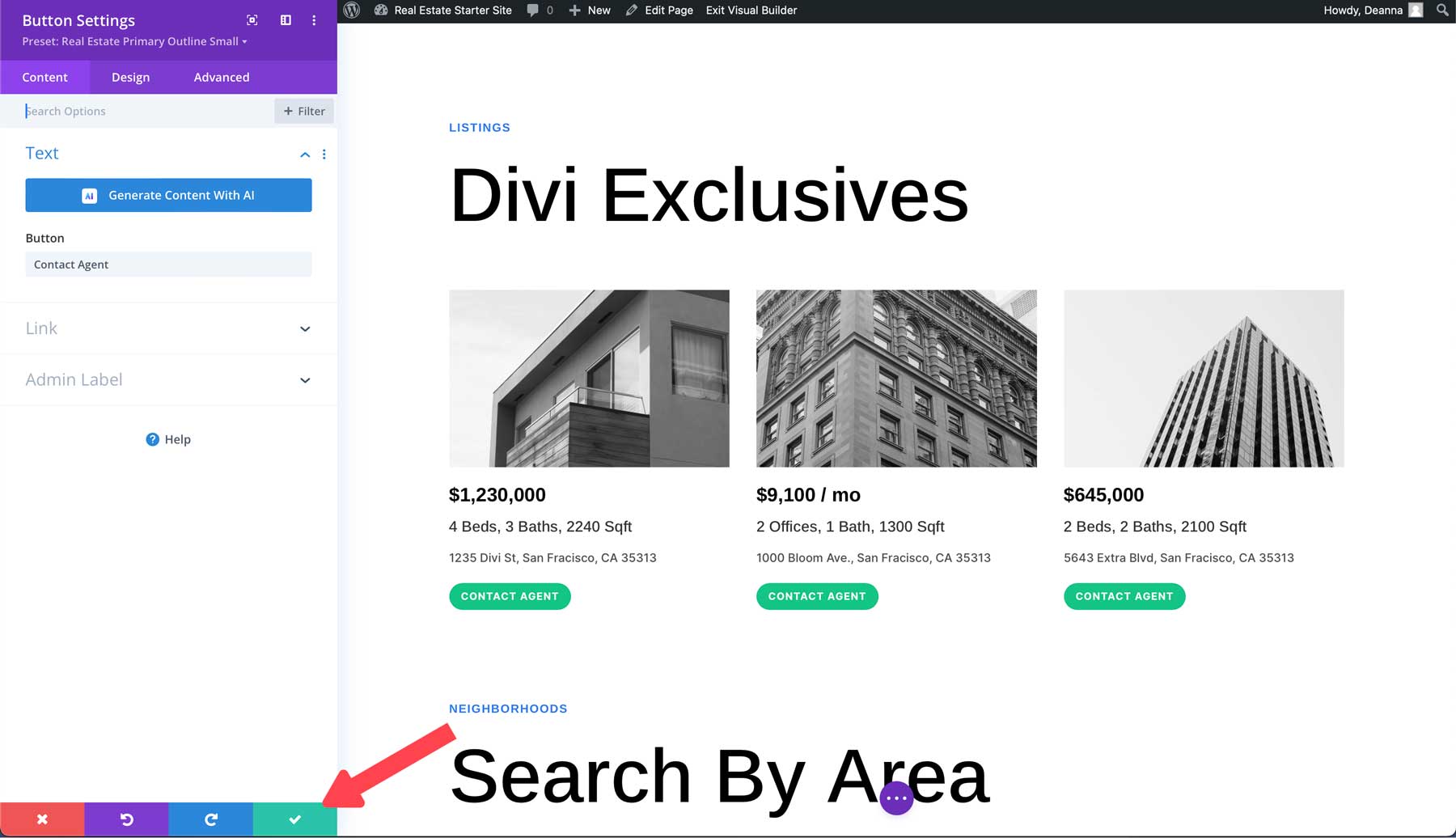 Divi 房地产起始网站