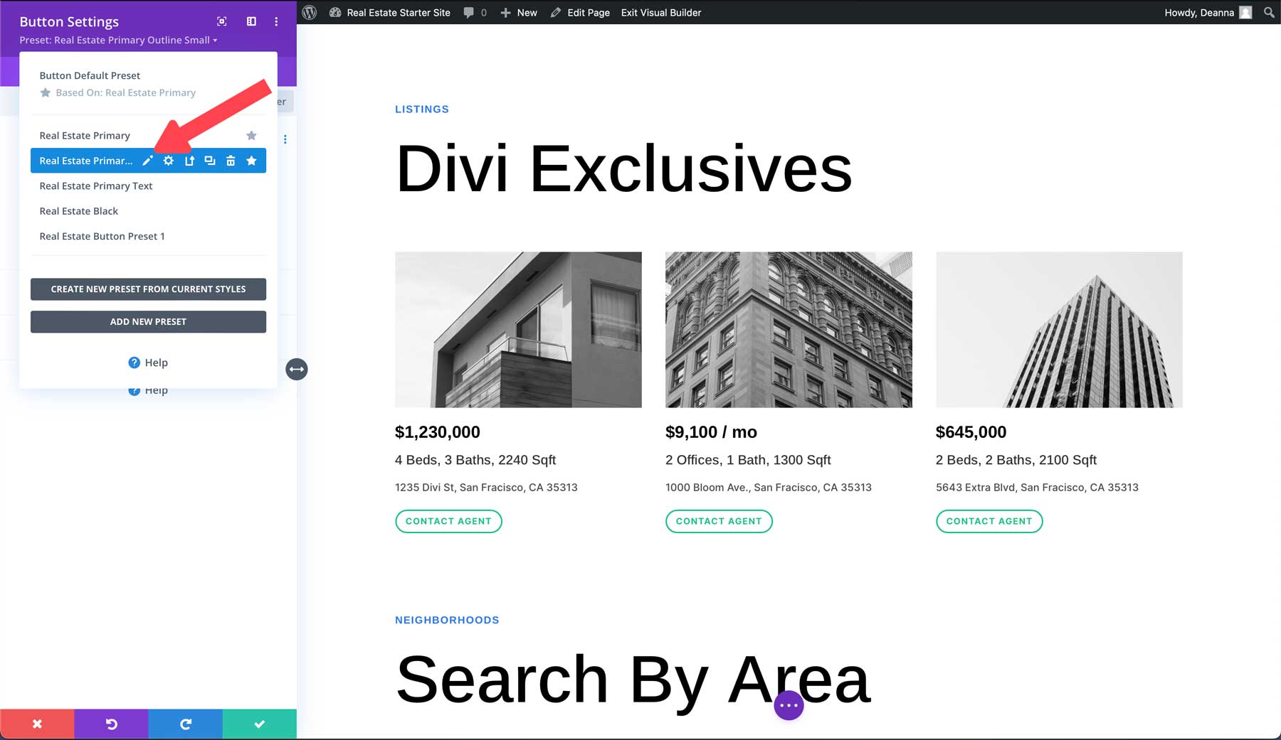 Divi 房地产起始网站