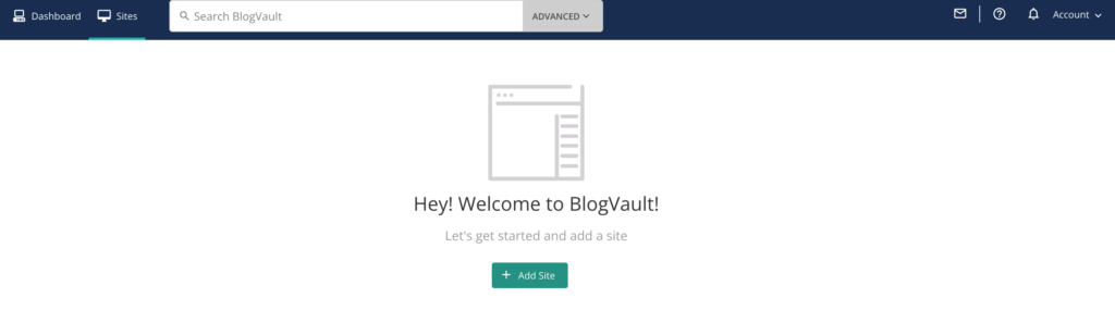 Acesta este tabloul de bord BlogVault