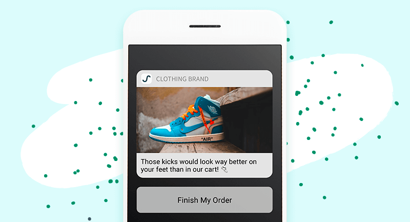 Un zapato Nike en un escalón enviado en una notificación por SMS.