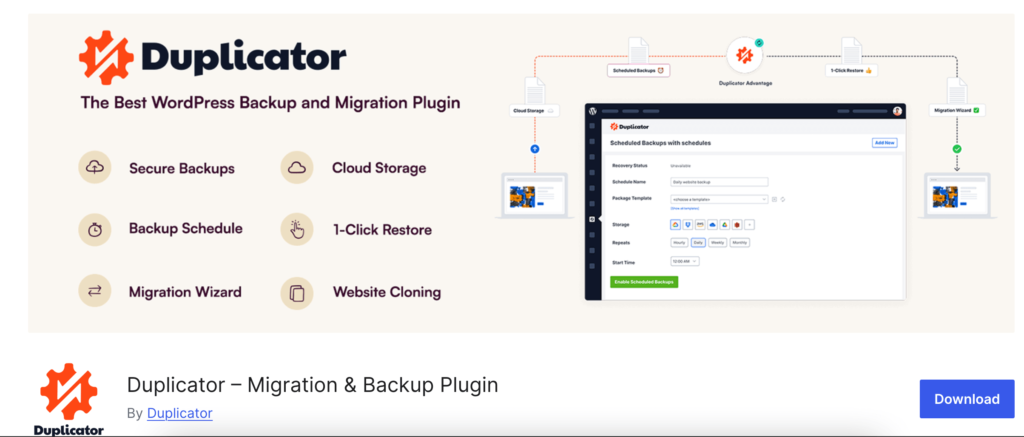 นี่คือภาพหน้าจอของ Duplicator