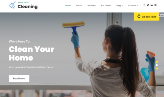 Tema de WordPress para limpieza de HVAC