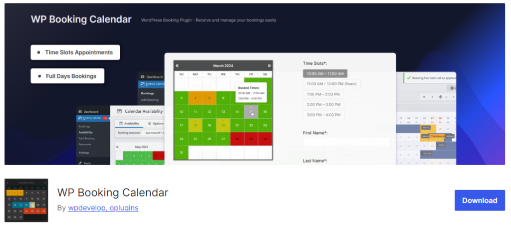 Calendrier de réservation wp - Alternatives Booknetic