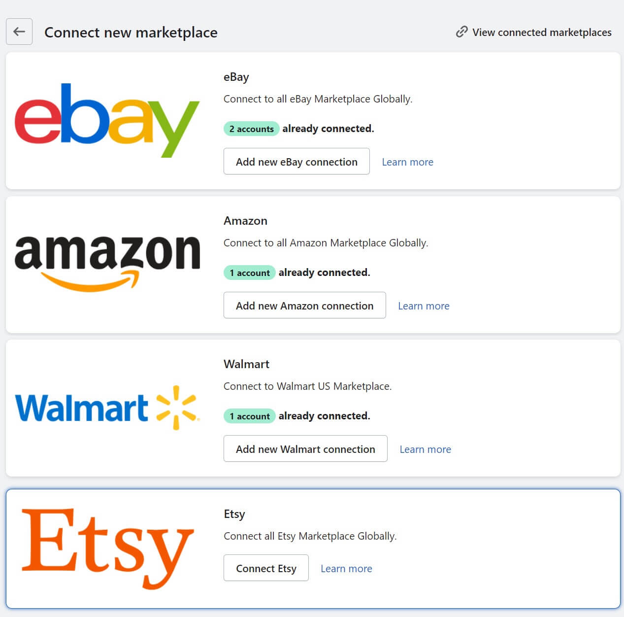 amazon shopify connettersi