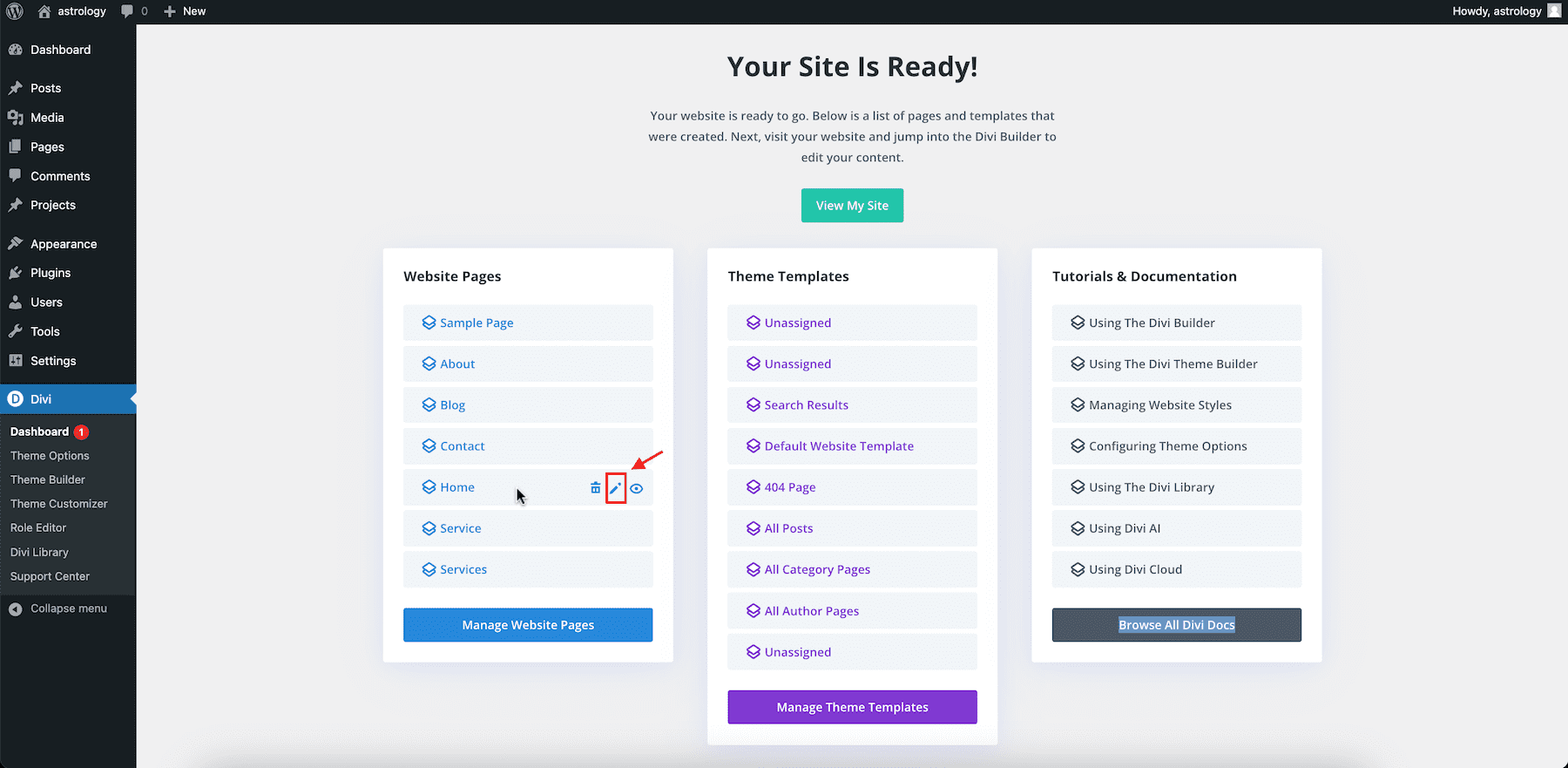 passa il mouse sopra le pagine per visualizzare l'icona della matita per modificare le pagine