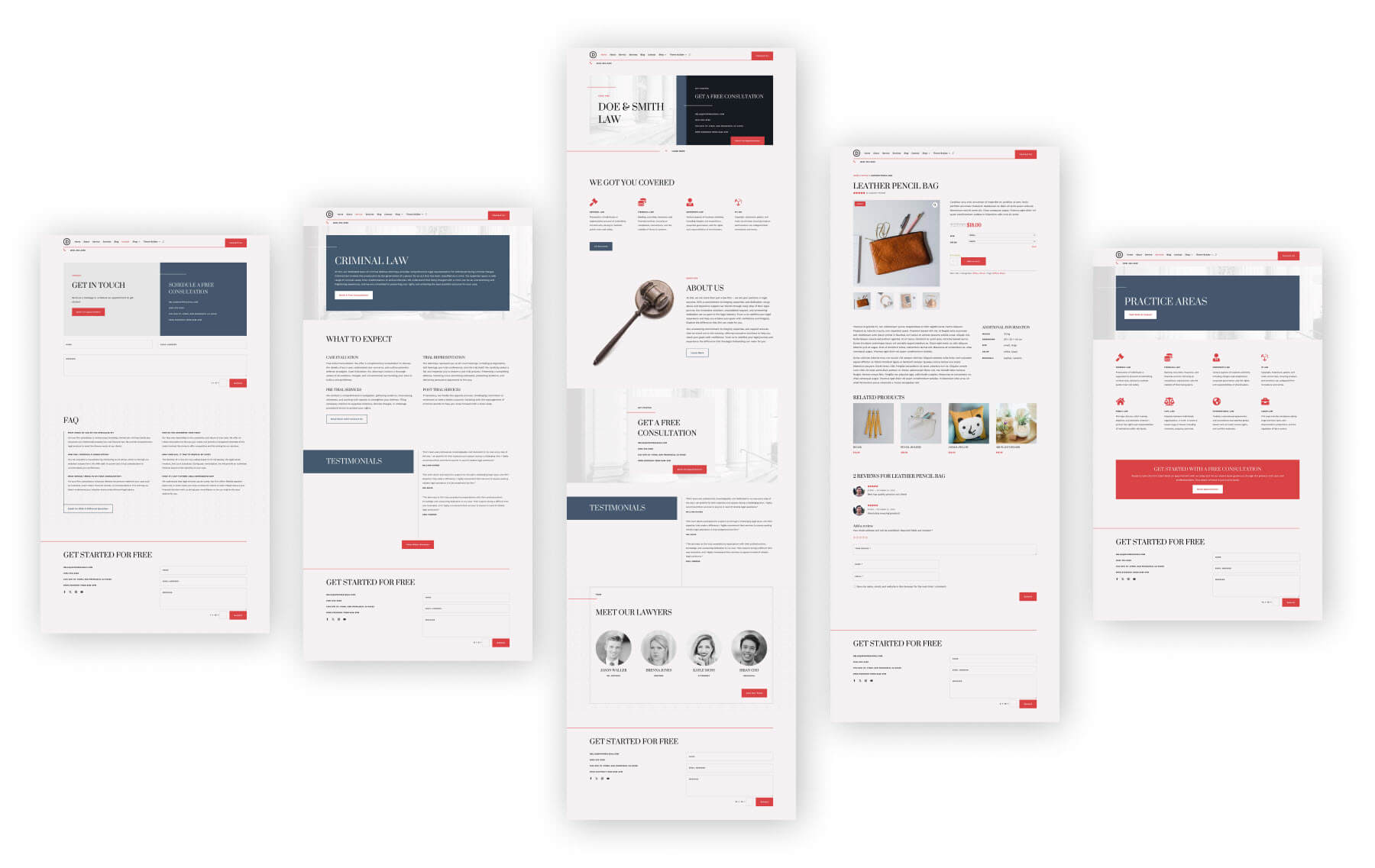 Páginas principais do site inicial do escritório de advocacia Divi