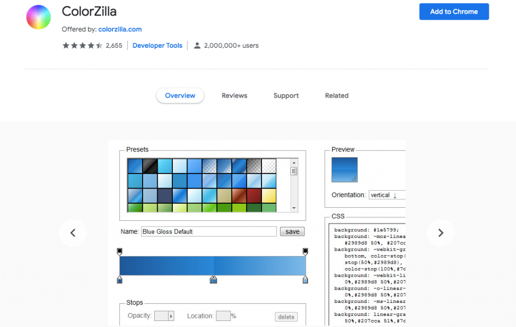 Extensão Color Zilla cromo WordPress