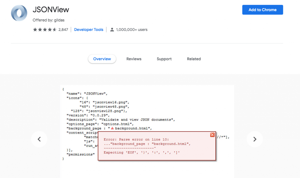 JSONview Chrome WordPress 擴充功能