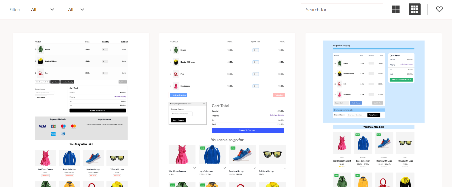 เทมเพลตหน้ารถเข็น WooCommerce