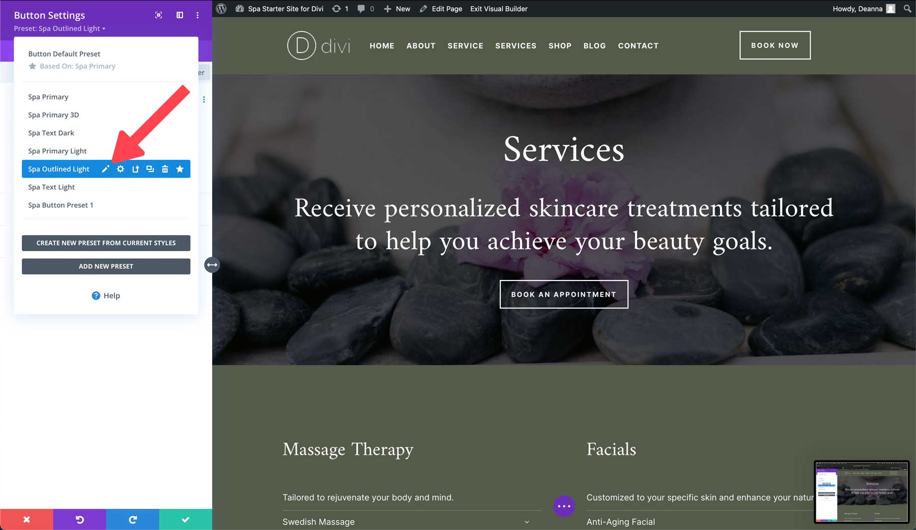 Divi 的 Spa 入門網站