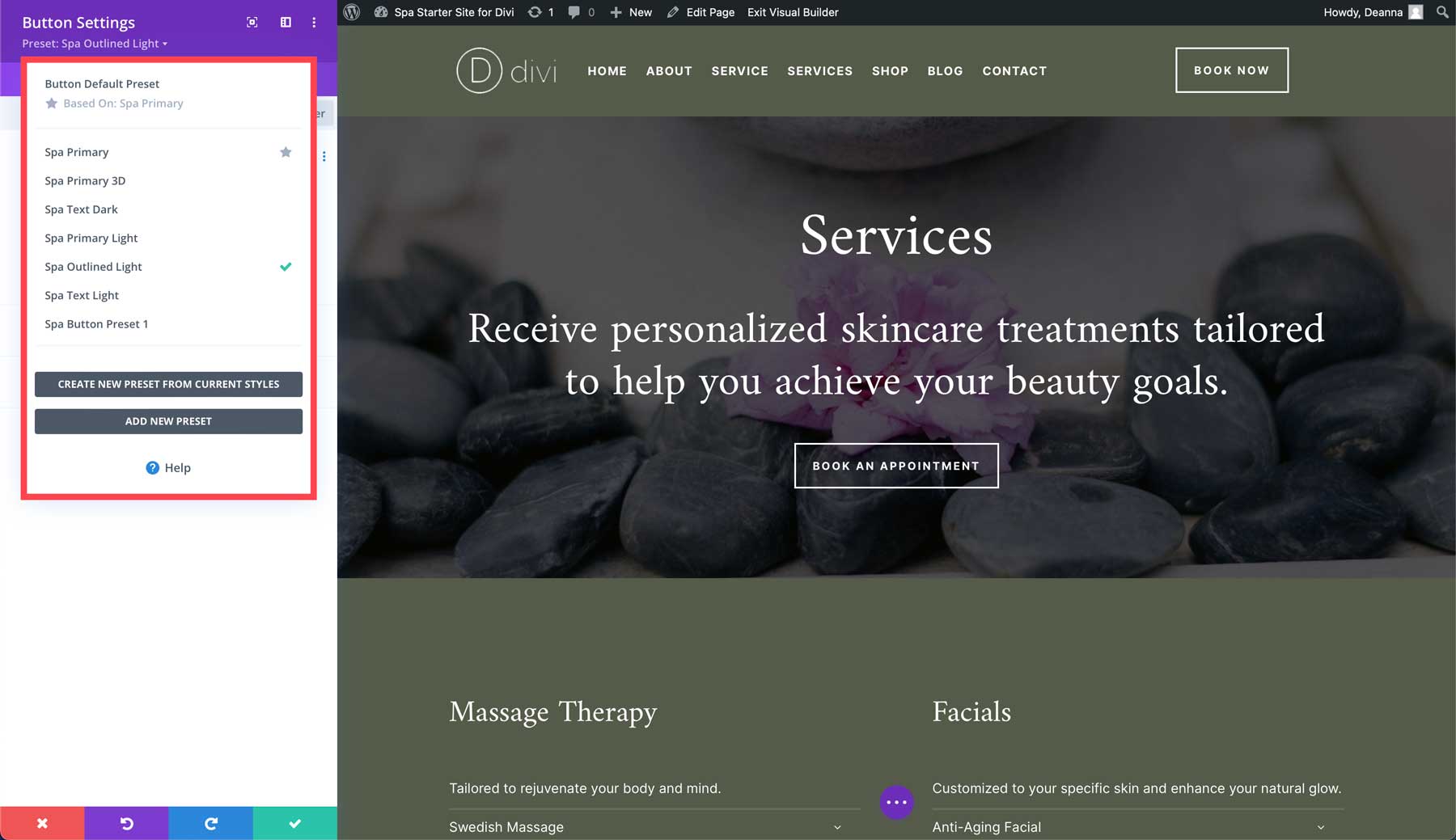 Divi 的 Spa 入门网站