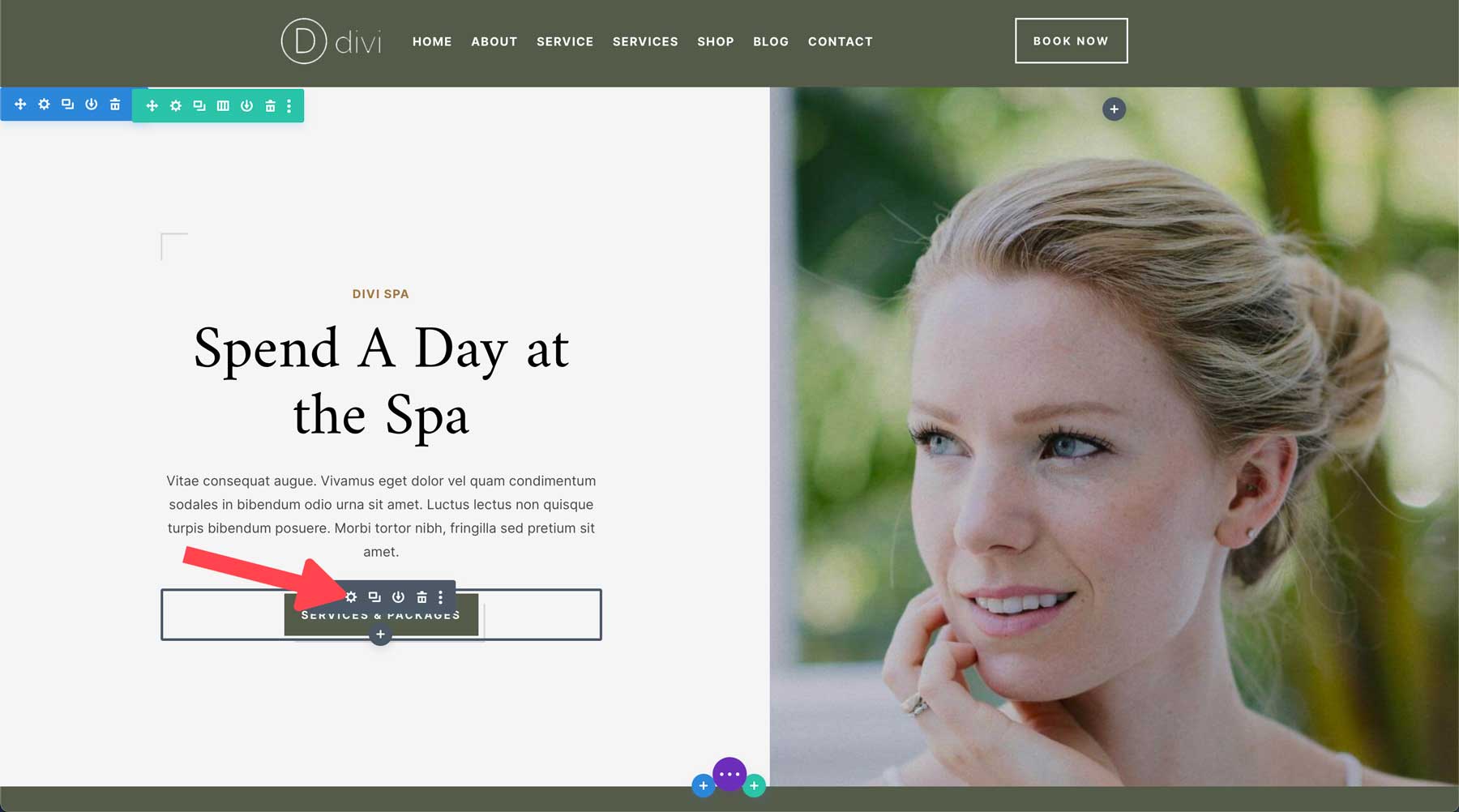 Spa-Startseite für Divi