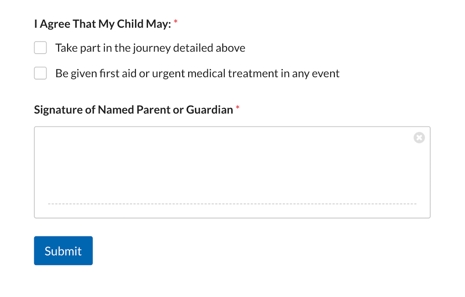 Using a parent consent form on your educational website