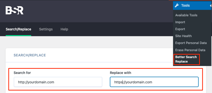 Melhor pesquisa, substitua, altere HTTP para HTTPS