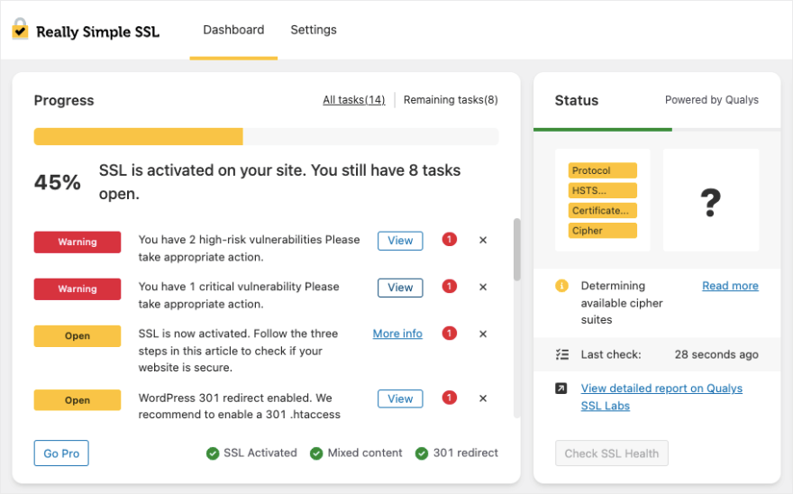 แดชบอร์ด SSL ที่เรียบง่ายจริงๆ