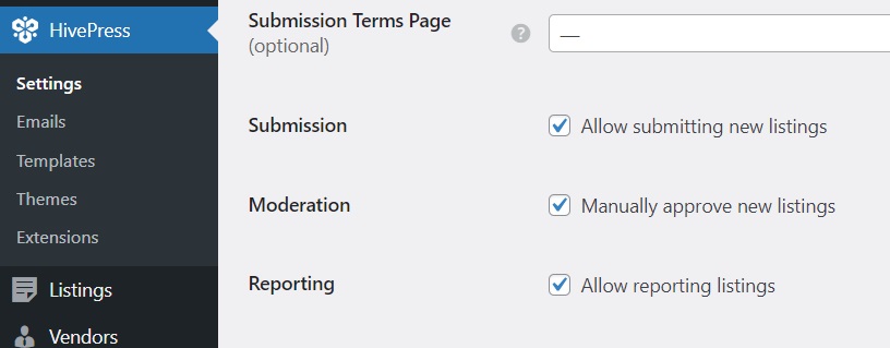 Configuration de HivePress.