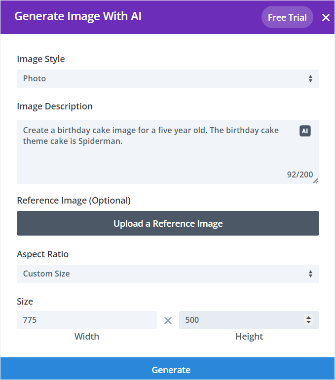 divi ai image window