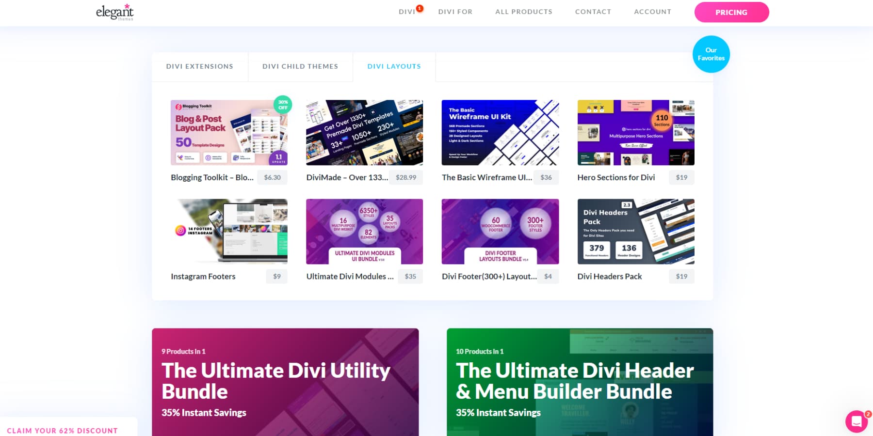 Скриншот Divi Marketplace