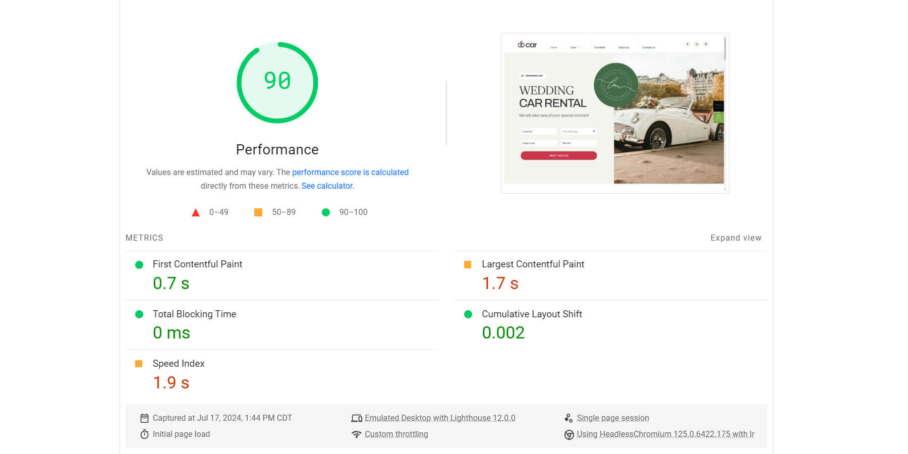 Rapport sur les performances de vitesse de BeTheme