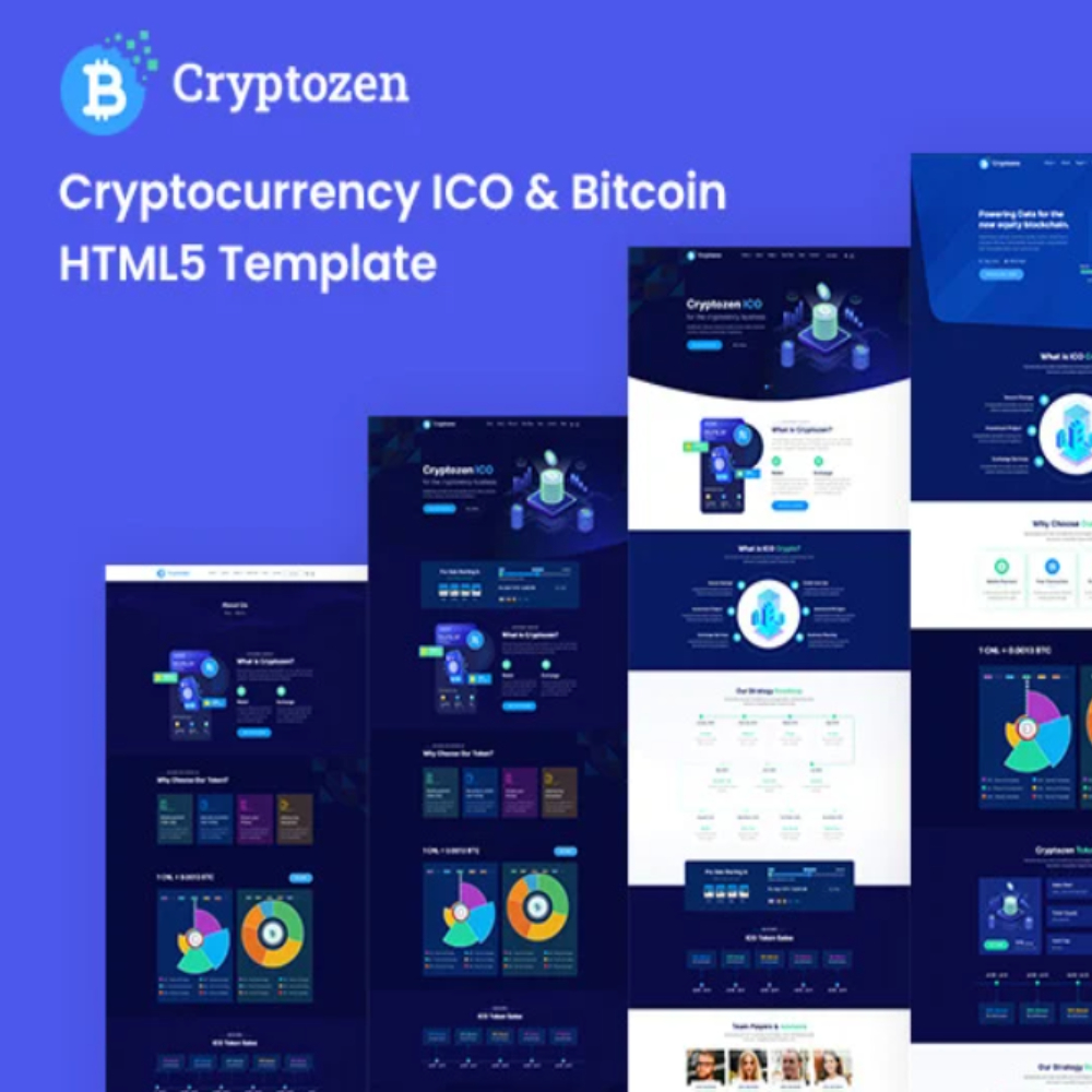 Криптовалютный шаблон ICO и биткойн - криптозен