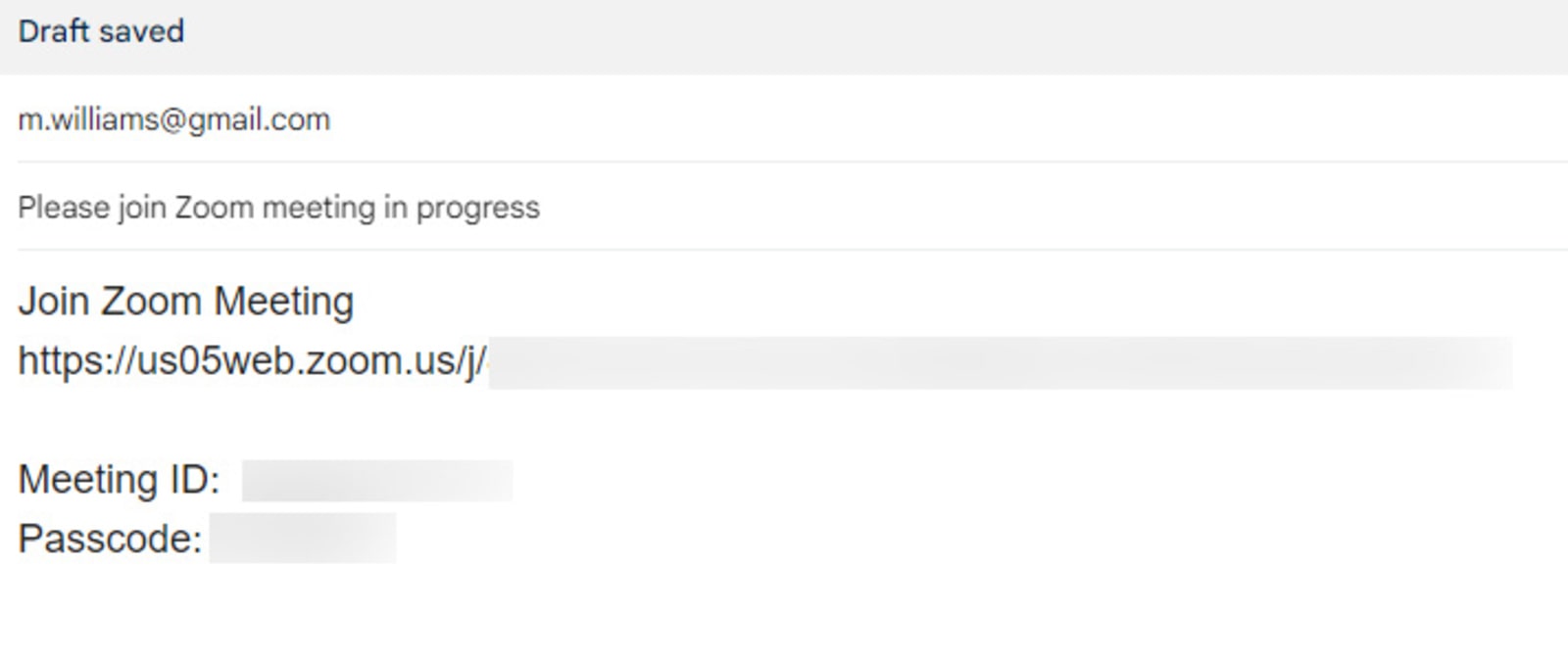 Imagem de um convite de conferência padrão enviado por usuários do Zoom.