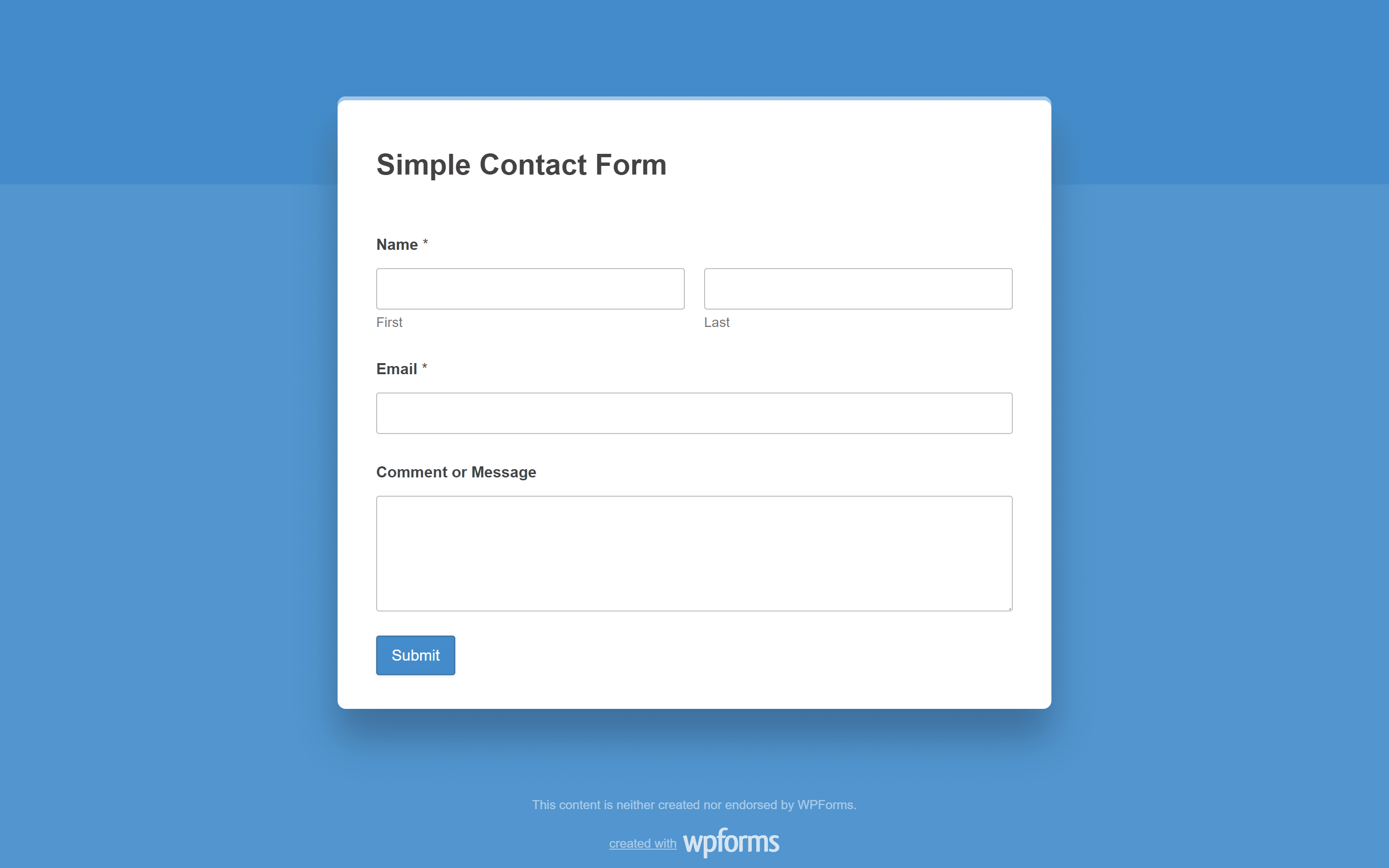 form pages addon sample preview