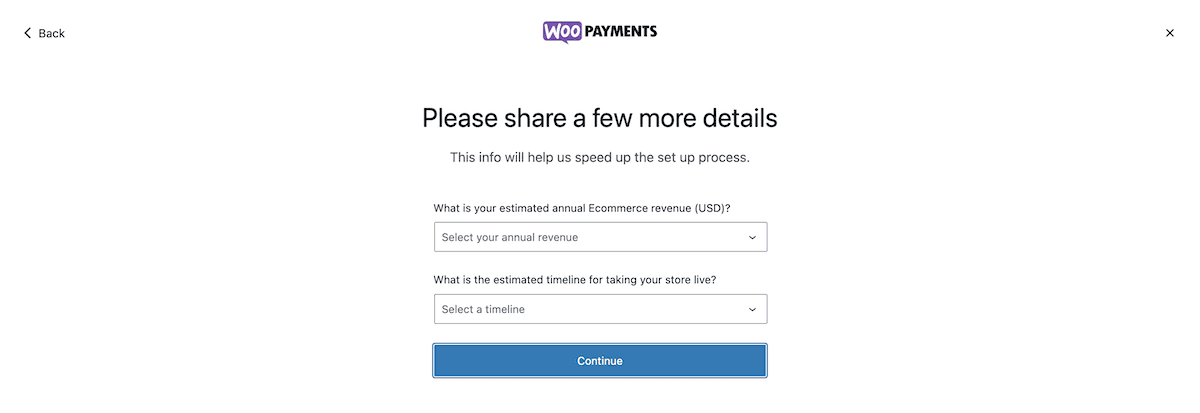 Memasukkan informasi pendapatan tahunan Anda dalam WooPayments.