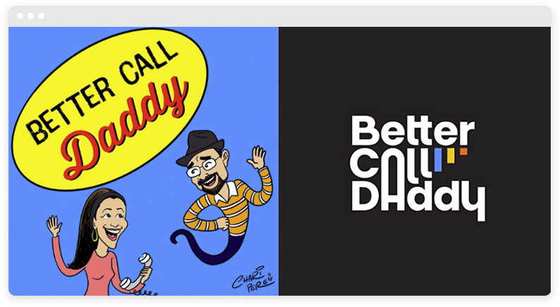 Le logo Better Call Daddy versions avant et après