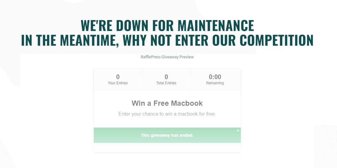 Verwenden Sie das RafflePress-Plugin, um im Wartungsmodus einen Wettbewerb durchzuführen