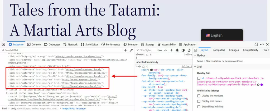 Etiquetas hreflang automáticas en la página web html para el éxito de los blogs internacionales