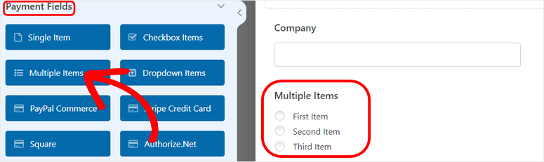 wpforms multiple items