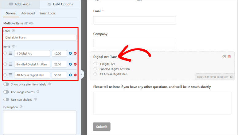 wpforms multiple items editing