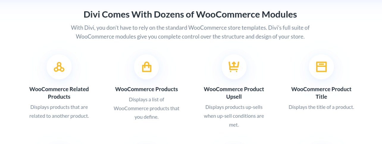 Modulele Divi WooCommerce.