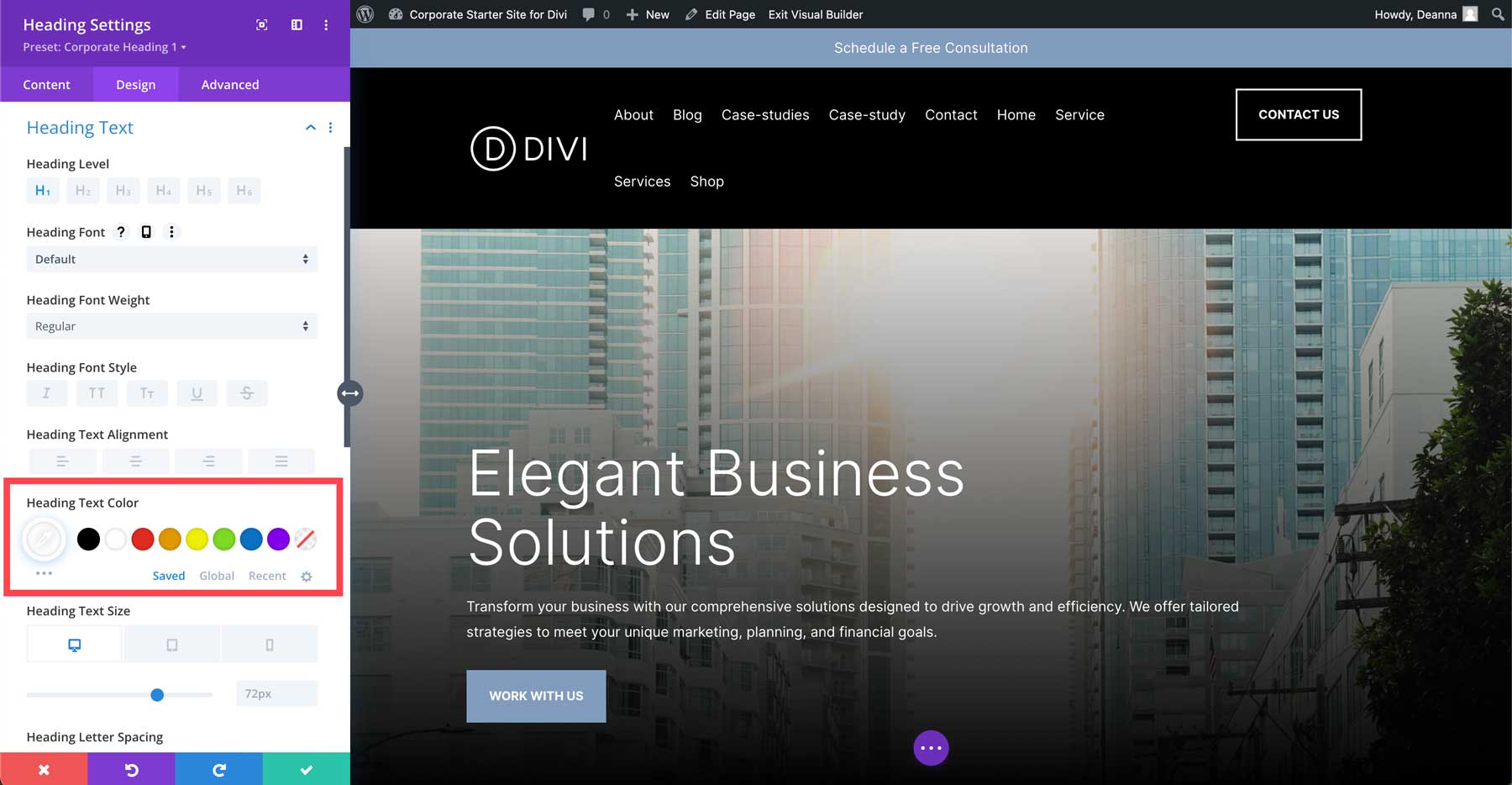 Site de start corporativ pentru Divi