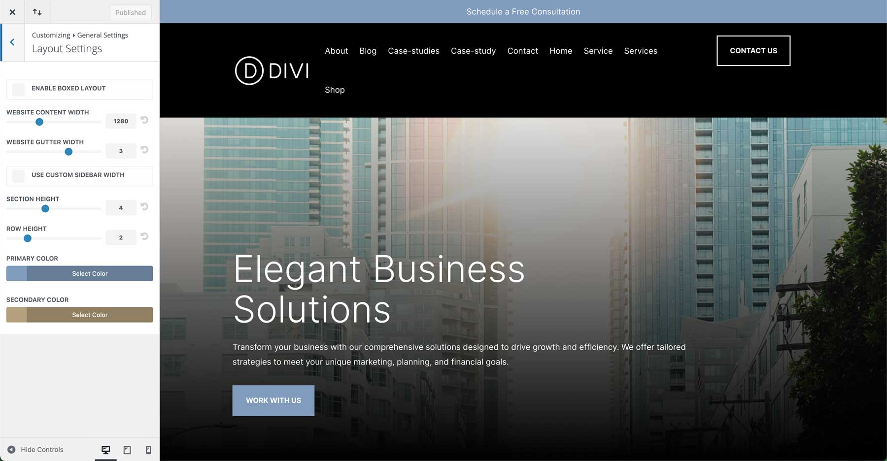 Site de start corporativ pentru Divi