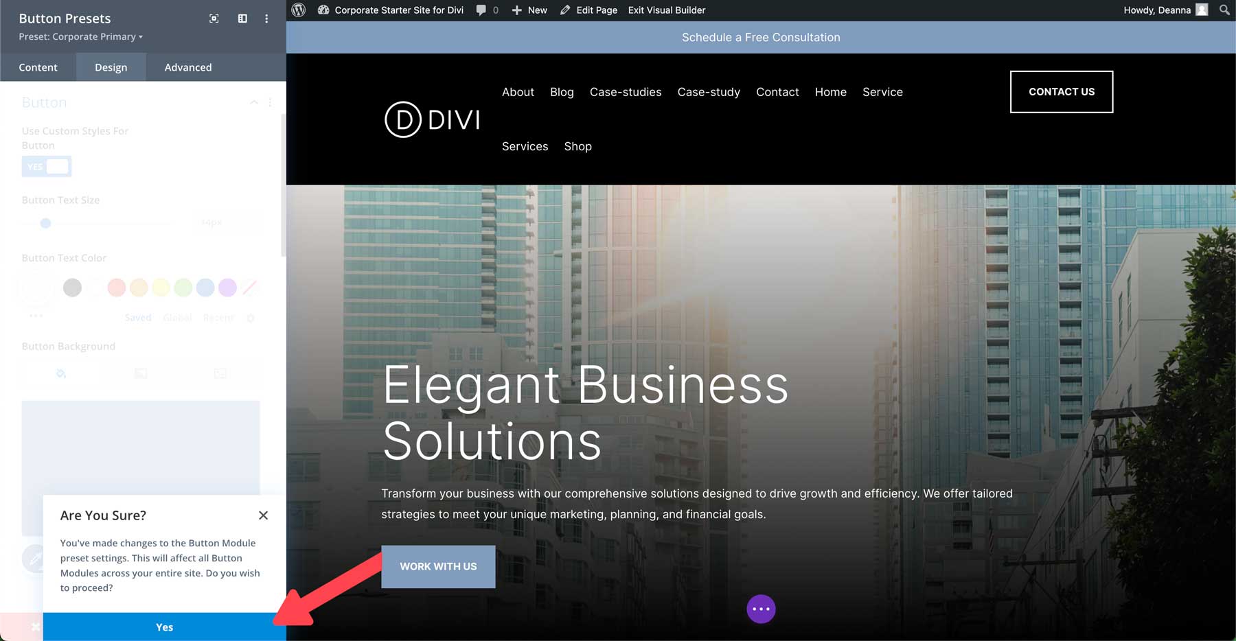 Site de start corporativ pentru Divi