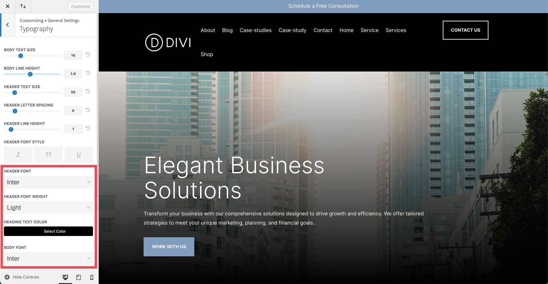 Site de start corporativ pentru Divi